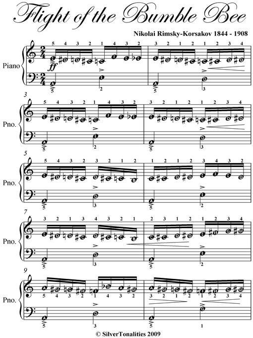 Cover image for Flight of the Bumble Bee Easy Piano Sheet Music
